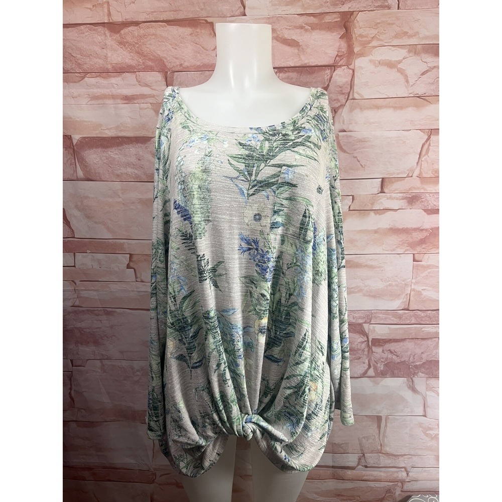 Cupio Woman Plus Sz 3XL Green Top Stretch Twist Hem